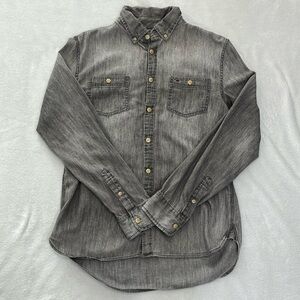 Tommy Hilfiger Men’s Washed Out Grey Long Sleeve Button Down Shirt Size Medium